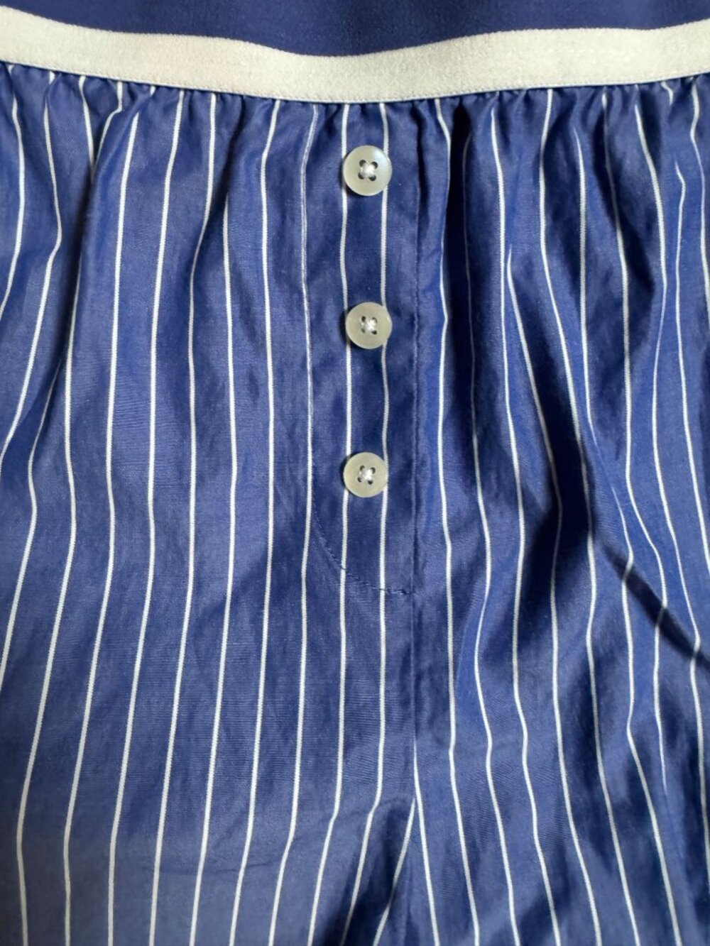 Caroline Constas Womens Blue White Stripe Pajama Top & Shorts Set Size L - Picture 9 of 12